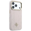 Etui Guess Stripe Peony 4G Logo MagSafe na iPhone 17 Pro Max / 18 Pro Max - różowe