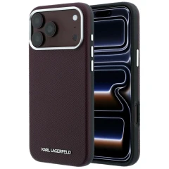 Etui Karl Lagerfeld Grained Elongated Logo MagSafe na iPhone 17 Pro Max / 18 Pro Max - burgundowe