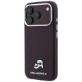 Etui Karl Lagerfeld Grained Choupette Head Metal MagSafe na iPhone 18 Pro Max - burgundowe