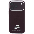 Etui Karl Lagerfeld Grained Choupette Head Metal MagSafe na iPhone 18 Pro Max - burgundowe