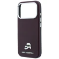 Etui Karl Lagerfeld Grained Choupette Head Metal MagSafe na iPhone 18 Pro Max - burgundowe
