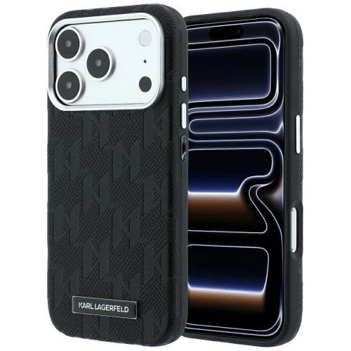Etui Karl Lagerfeld Grained Mono Resin Logo MagSafe na iPhone 17 Pro Max / 18 Pro Max - czarne