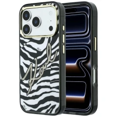 Etui Karl Lagerfeld IML Signature Zebra Glitter MagSafe na iPhone 17 Pro Max / 18 Pro Max - złote