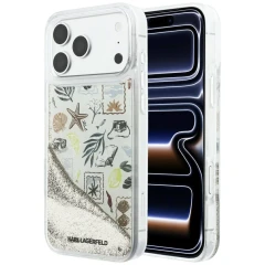 Etui Karl Lagerfeld Liquid Glitter Beach & Sand na iPhone 17 Pro Max / 18 Pro Max - beżowe