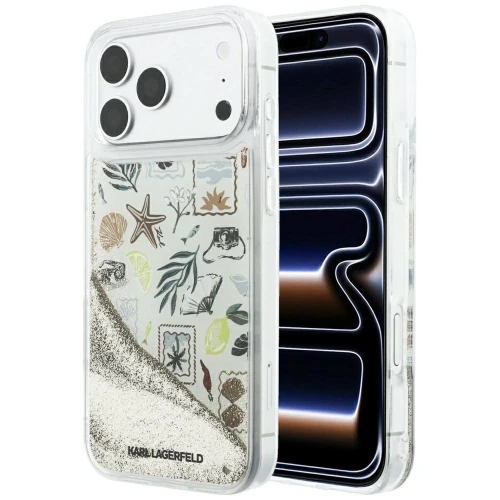 Etui Karl Lagerfeld Liquid Glitter Beach & Sand na iPhone 17 Pro Max / 18 Pro Max - beżowe