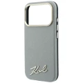 Etui Karl Lagerfeld Saffiano Small Script Metal Logo MagSafe na iPhone 17 Pro Max / 18 Pro Max - beżowe