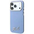 Etui Karl Lagerfeld Saffiano Small Script Metal Logo MagSafe na iPhone 17 Pro Max / 18 Pro Max - jasnoniebieskie
