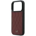 Etui Mercedes Leather Crossed Lines MagSafe na iPhone 17 Pro / 18 Pro - burgundowe