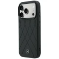 Etui Mercedes Leather Crossed Lines MagSafe na iPhone 17 Pro / 18 Pro - czarne