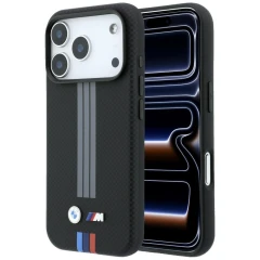 Etui BMW M Quadrille Kevlar Anthracite & Tricolor Print Lines MagSafe na iPhone 17 Pro / 18 Pro - czarne