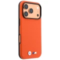 Etui BMW M Quadrille Kevlar Metal Logo MagSafe na iPhone 17 Pro / 18 Pro - pomarańczowe