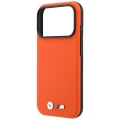 Etui BMW M Quadrille Kevlar Metal Logo MagSafe na iPhone 17 Pro / 18 Pro - pomarańczowe