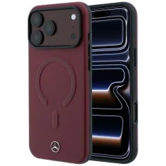Etui Mercedes Leather 3D MagSafe do iPhone 18 Pro / 17 Pro - burgundowe