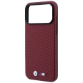 Etui BMW M Carbon Metal Logo MagSafe na iPhone 17 Pro Max / 18 Pro Max - bordowe
