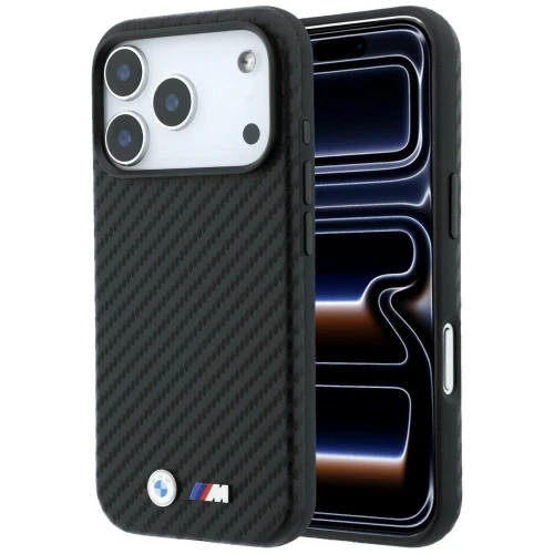 Etui BMW M Carbon Metal Logo MagSafe na iPhone 17 Pro Max / 18 Pro Max - czarne
