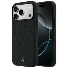 Etui Mercedes Leather Crossed Lines MagSafe na iPhone 17 Pro Max / 18 Pro Max - czarne