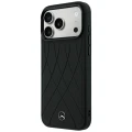 Etui Mercedes Leather Crossed Lines MagSafe na iPhone 17 Pro Max / 18 Pro Max - czarne