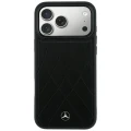 Etui Mercedes Leather Crossed Lines MagSafe na iPhone 17 Pro Max / 18 Pro Max - czarne