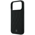 Etui Mercedes Leather Crossed Lines MagSafe na iPhone 17 Pro Max / 18 Pro Max - czarne