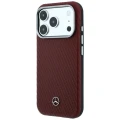 Etui Mercedes Leather Semi Wrap Wood Effect MagSafe na iPhone 17 Pro Max / 18 Pro Max - burgundowe