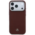 Etui Mercedes Leather Semi Wrap Wood Effect MagSafe na iPhone 17 Pro Max / 18 Pro Max - burgundowe