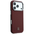 Etui Mercedes Leather Semi Wrap Wood Effect MagSafe na iPhone 17 Pro Max / 18 Pro Max - burgundowe
