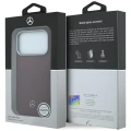Etui Mercedes Leather Semi Wrap Wood Effect MagSafe na iPhone 17 Pro Max / 18 Pro Max - burgundowe