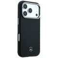 Etui Mercedes Leather Semi Wrap Wood Effect MagSafe na iPhone 17 Pro Max / 18 Pro Max - czarne