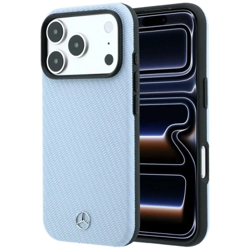 Etui Mercedes Leather Semi Wrap Wood Effect MagSafe na iPhone 17 Pro Max / 18 Pro Max - niebieskie