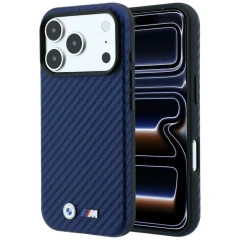 Etui BMW M Carbon Metal Logo MagSafe na iPhone 17 Pro Max / 18 Pro Max - granatowe