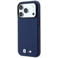 Etui BMW M Carbon Metal Logo MagSafe na iPhone 17 Pro Max / 18 Pro Max - granatowe