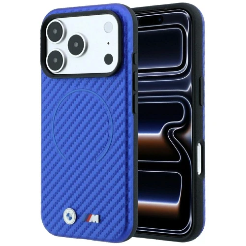Etui BMW M Carbon Printed Ring MagSafe na iPhone 17 Pro Max / 18 Pro Max - niebieskie