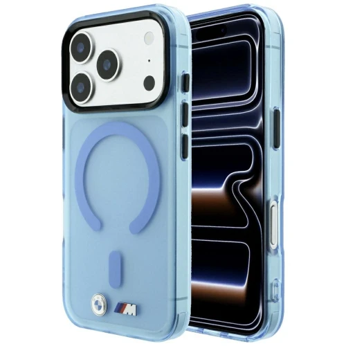 Etui BMW M IML Frosted Metal Logo & Trims MagSafe na iPhone 17 Pro Max / 18 Pro Max - niebieskie