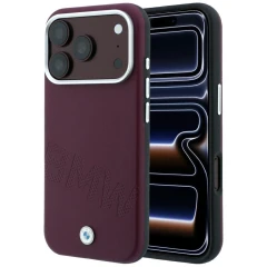 Etui BMW Sign Inclined Deboss Letters MagSafe na iPhone 17 Pro Max / 18 Pro Max - bordowe