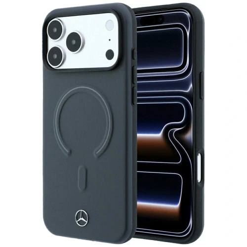 Etui Mercedes Leather 3D MagSafe do iPhone 18 Pro Max / 17 Pro Max - antracytowe
