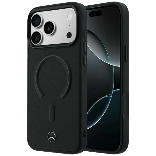 Etui Mercedes Leather 3D MagSafe do iPhone 18 Pro Max / 17 Pro Max - czarne