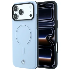 Etui Mercedes Leather 3D MagSafe do iPhone 18 Pro Max / 17 Pro Max - niebieske