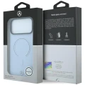 Etui Mercedes Leather 3D MagSafe do iPhone 18 Pro Max / 17 Pro Max - niebieske