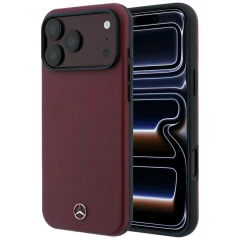 Etui Mercedes Leather Semi Wrap Iconic Line MagSafe do iPhone 18 Pro Max / 17 Pro Max - burgundowe