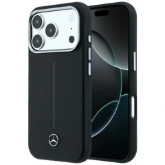 Etui Mercedes Leather Semi Wrap Iconic Line MagSafe do iPhone 18 Pro Max / 17 Pro Max - czarne