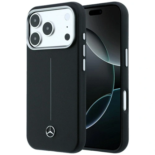 Etui Mercedes Leather Semi Wrap Iconic Line MagSafe do iPhone 18 Pro Max / 17 Pro Max - czarne