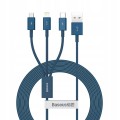 Baseus Superior 3w1 kabel USB - Lightning / USB Typ C / micro USB 3,5 A 1,5 m - Niebieski