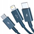 Baseus Superior 3w1 kabel USB - Lightning / USB Typ C / micro USB 3,5 A 1,5 m - Niebieski