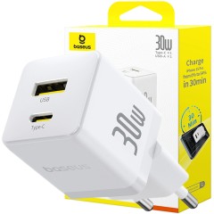 SZYBKA ŁADOWARKA SIECIOWA BASEUS 30W USB-C TYP C USB-A DO TELEFONU TABLETU