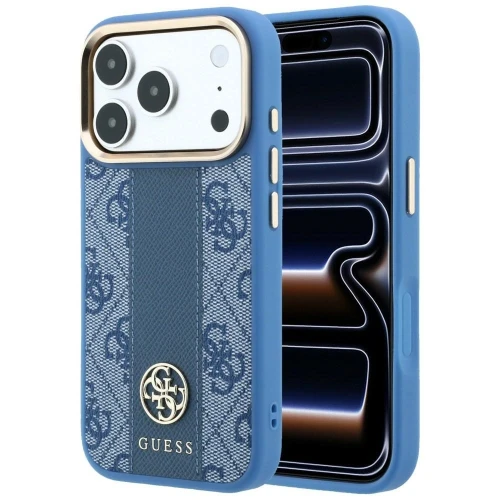 Etui Guess 4G with Stripe Round and Classic Logos MagSafe na iPhone 17 Pro / 18 Pro - niebieskie