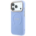 Etui Guess Saffiano Peony & Ring MagSafe na iPhone 17 Pro / 18 Pro - jasnoniebieskie