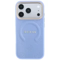 Etui Guess Saffiano Peony & Ring MagSafe na iPhone 17 Pro / 18 Pro - jasnoniebieskie