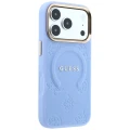 Etui Guess Saffiano Peony & Ring MagSafe na iPhone 17 Pro / 18 Pro - jasnoniebieskie
