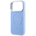 Etui Guess Saffiano Peony & Ring MagSafe na iPhone 17 Pro / 18 Pro - jasnoniebieskie