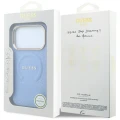 Etui Guess Saffiano Peony & Ring MagSafe na iPhone 17 Pro / 18 Pro - jasnoniebieskie